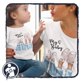   Anya-lánya szett famer tornacipő mintával tetszőleges felirattal, névvel