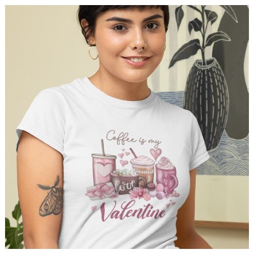 A KÁVÉ SZERELMESEINEK - Valentin napi női póló 