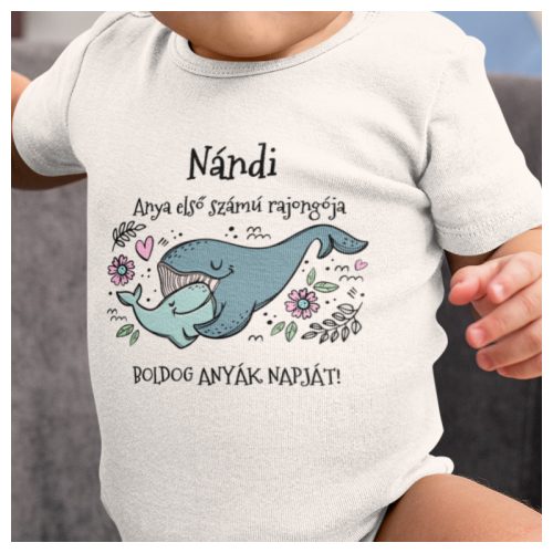 Cuki bálna mama - baba - egyedi anyák napi body névvel