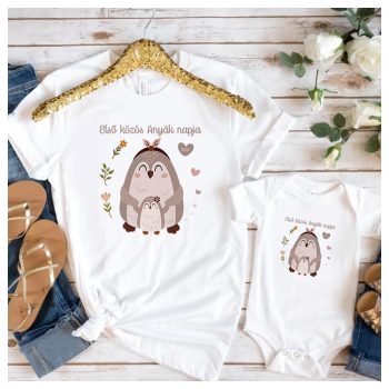   Cuki pingvines Anyák napi szett - Anya-baba body/póló szett
