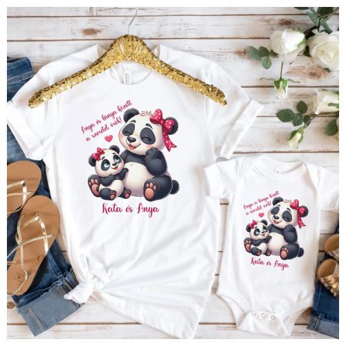 Anya-lánya szett cuki panda mintával névvel