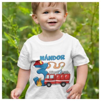 Szülinapi body/póló tűzoltóautó mintával, névvel 