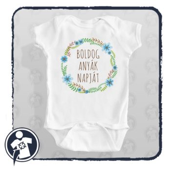 Anyák napi body/póló - kék virágos mintával