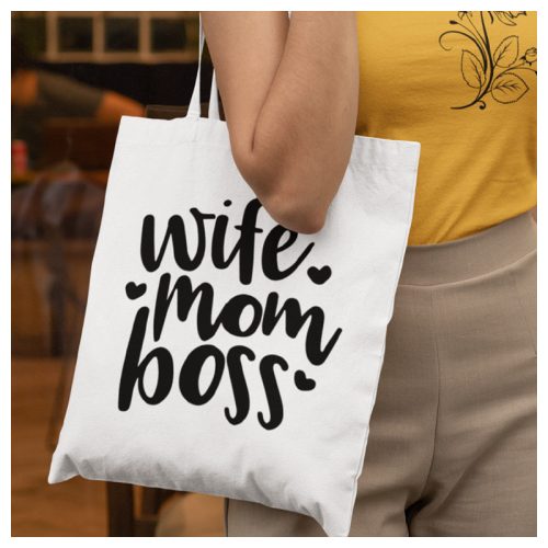 Wife Mom Boss - feliratos Anyák napi vászonszatyor 