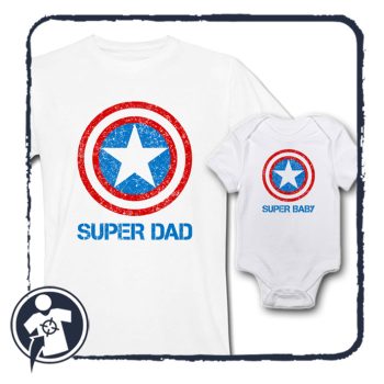   Super Dad - Super Baby - szuperhősös Apa-fia / lánya szett 