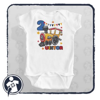 Vonatos bababody / gyerekpóló születésnapra névvel