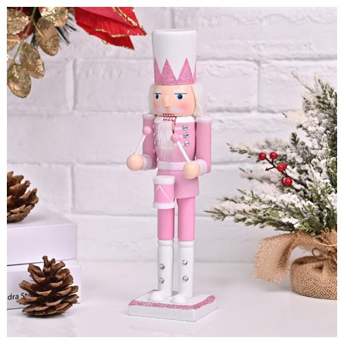 Karácsonyi Diótörő figura pink/fehér 26cm