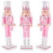 Karácsonyi Diótörő figura pink/fehér 26cm