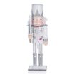 Karácsonyi Diótörő figura fehér/ezüst 26cm