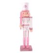 Karácsonyi Diótörő figura pink/fehér 33cm