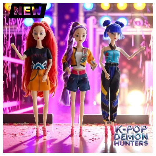 Éneklő kpop demon hunters baba 30 cm – Rumy Mira Zoey figura díszdobozban