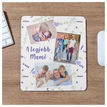   Fényképes egérpad - egyedi felirattal és 3 képpel - levendula