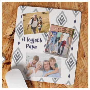   Fényképes egérpad - egyedi felirattal és 3 képpel - rombuszok