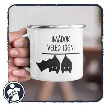   Imádok veled lógni - feliratos zománcozott retro fém bögre