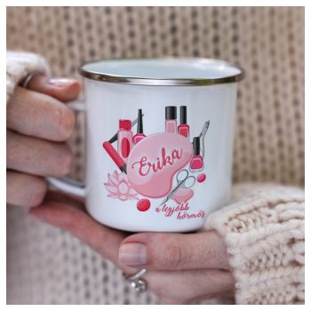 Egyedi körmös fémbögre – A legjobb körmös felirattal, névvel