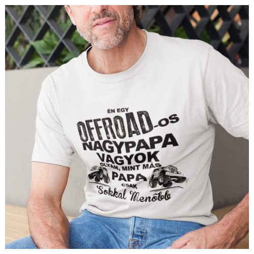 L-es sötétkék póló - OFFROAD-os nagypapa sokkal menőbb - póló