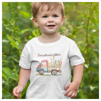   Teherautós nyuszi - Locsolkodni jöttem - feliratos body / gy. póló - saját névvel
