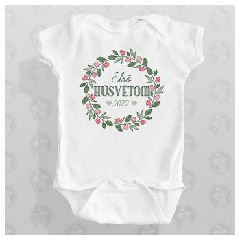   Zöld koszorús Húsvéti body - első Húsvétom - felirattal és évszámmal 