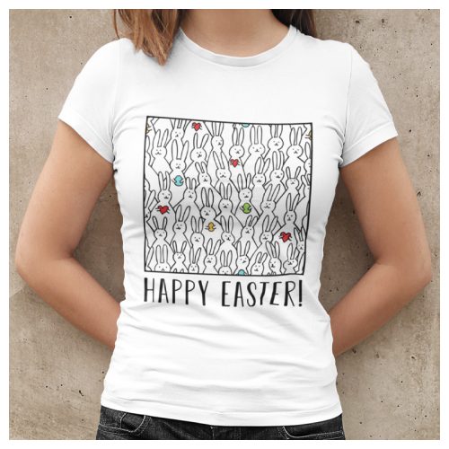 Rengeteg fehér nyuszi - Húsvéti női póló
