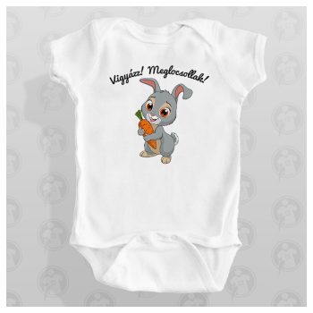   Húsvéti body - nyuszi répával - saját névvel, Vigyázz! Meglocsollak! felirattal 