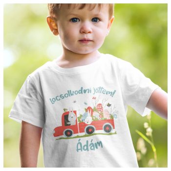   Furgonos nyuszik - Locsolkodni jöttem - feliratos body / gy. póló - saját névvel 