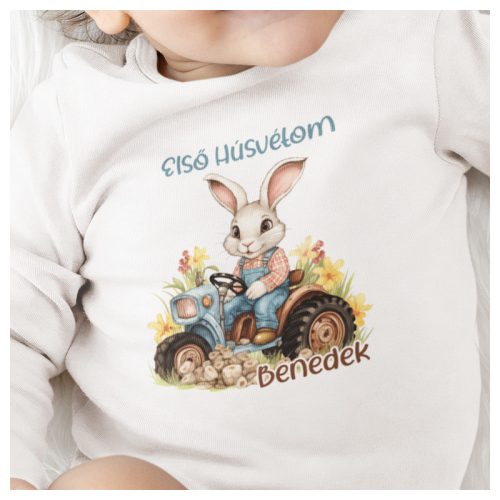 Első Húsvétom - feliratos traktoros húsvéti nyuszi body / gy. póló - saját névvel