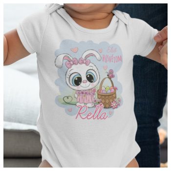   Első Húsvétom - cuki fehér nyuszis húsvéti body / gy. póló - saját névvel 