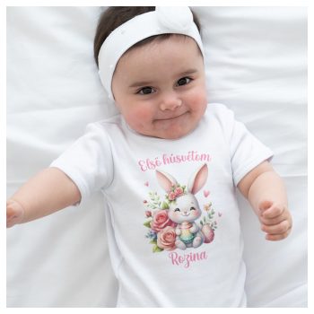   Első Húsvétom - cuki fehér nyuszis húsvéti body / gy. póló - saját névvel 