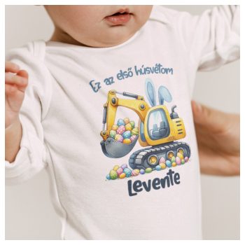   Első Húsvétom - feliratos sárga markolós body / gy. póló - saját névvel