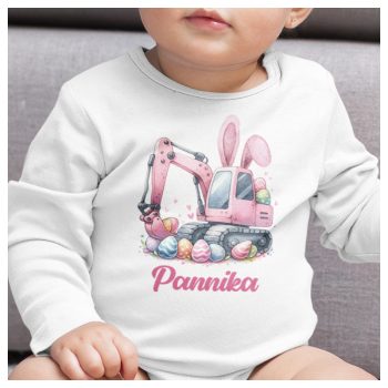   Egyedi neves rózsaszín markolós húsvéti body / gy. póló - saját névvel