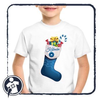 Karácsonyi mikuláscsizmás body/gyerekpóló - kék