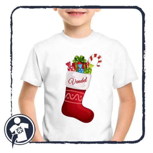 Karácsonyi mikuláscsizmás body/gyerekpóló - piros