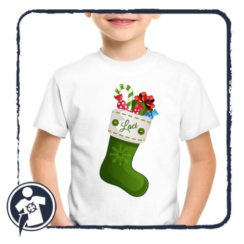 Karácsonyi mikuláscsizmás body/gyerekpóló - Zöld
