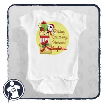 Karácsonyi body - mikulás sapkás pingvin