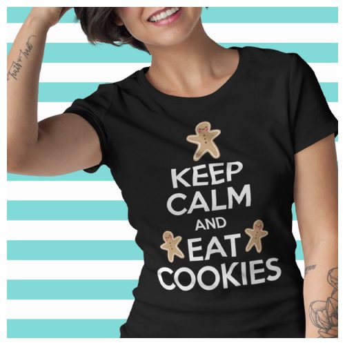 KEEP CALM and EAT COOKIES - karácsonyi női póló