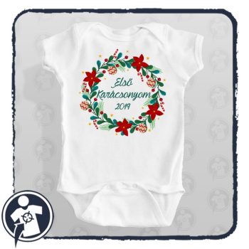   Mikulásvirág koszorú - Első karácsonyom body / gyerekpóló