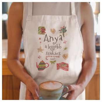   Anya a legjobb szakács (is) - feliratos karácsonyi kötény - saját névvel 