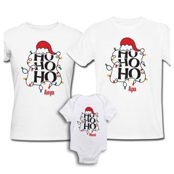   Karácsonyi családi szett - HO-HO-HO mikulás sapkás égősoros felirattal