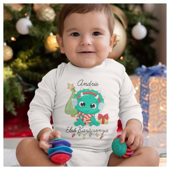   Karácsonyi triceratops dínó - Első karácsonyom body / gyerekpóló