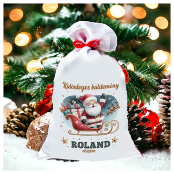   Mikulás zsák névre szóló / Mikulás szán három rénszarvassal 