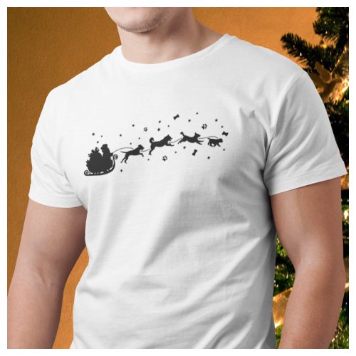 Kutyás mikulás-szán karácsonyi póló férfiaknak