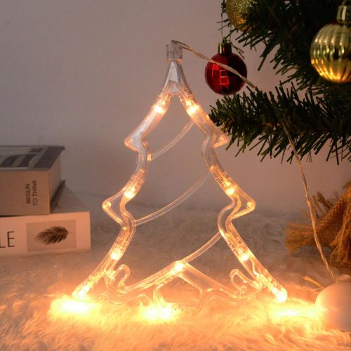 Elemes karácsonyi LED ablakdísz - fenyőfa