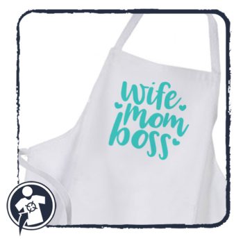   Kötény - Wife Mom Boss - feliratos kötény - választható színű mintával 
