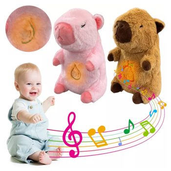 Lélegző szunyókáló plüss capybara világító pocakkal 28cm