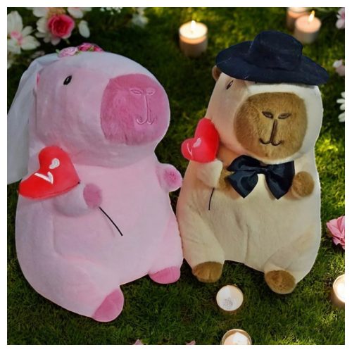 40cm-es óriás plüss Capybara menyasszony és vőlegény páros