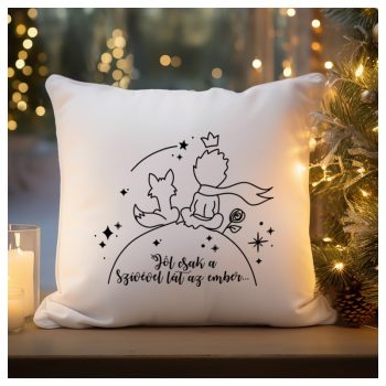 Kis Herceg idézetes párna – Jól csak a szívével lát az ember – egyedi, névreszóló ajándék