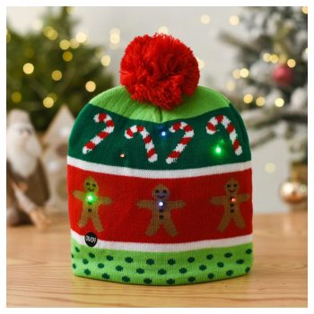   Világító  karácsonyi sapka - "csúnya"sapka - mézeskalács süti