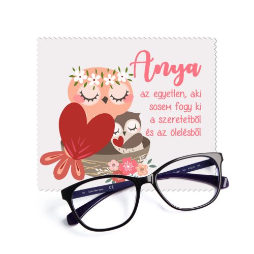Anyák napi szemüvegtörlő kendő - baglyos (Bagoly mama és)