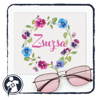   Egyedi szemüvegtörlő kendő - tavaszi virágkoszorú mintával - névvel