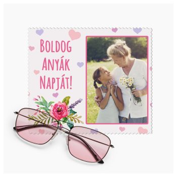   Fényképes Anyák napi szemüvegtörlő kendő - 1db álló képpel és rövid üzenettel 